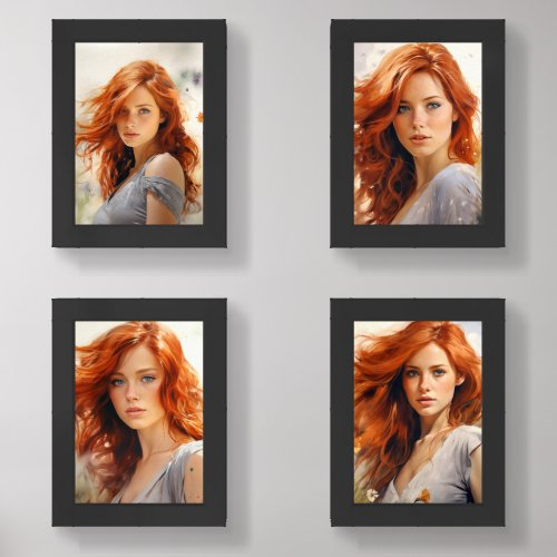 Golden Henna Hair Four Styles One Beauty Wall Art Sets