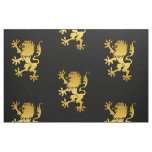 Golden Heraldic Lion Fabric