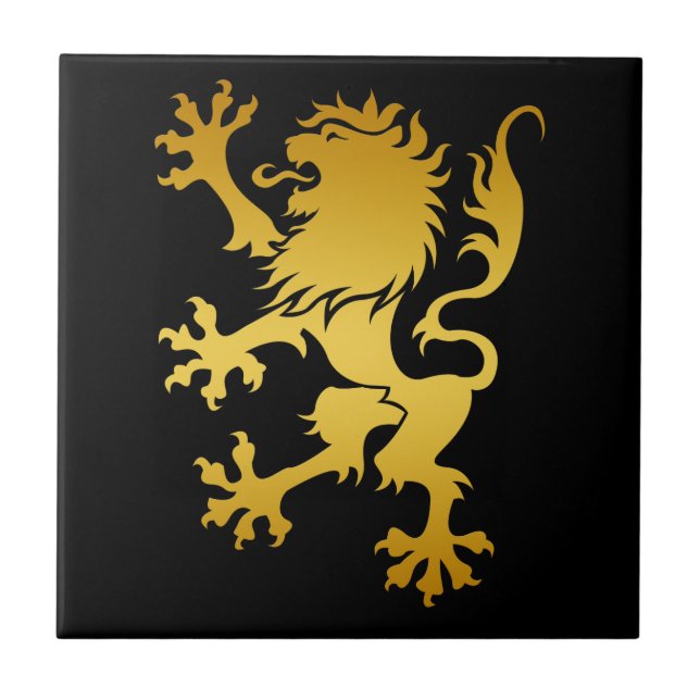 Golden Heraldic Lion Tile (Front)