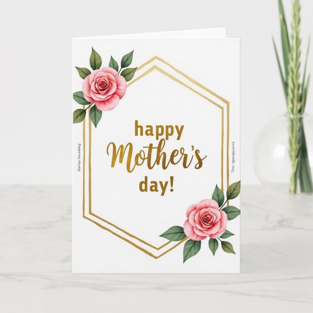 Golden Hexagon Floral Art Card (Front)