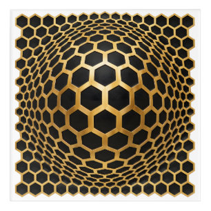 Golden Hexagon Sphere Acrylic Print