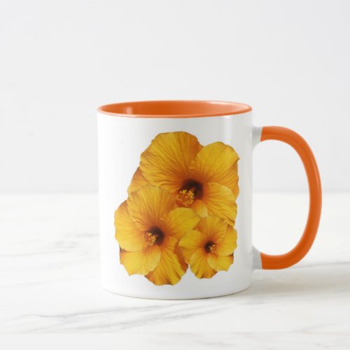 Golden Hibiscus Flowers Bouquet Mug