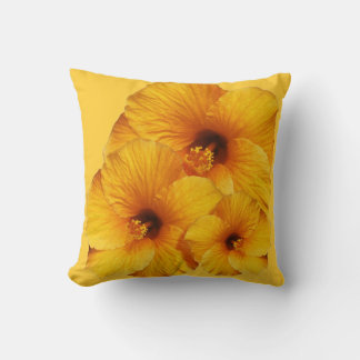 Golden Hibiscus Flowers Bouquet Throw Pillow