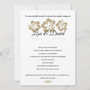 Golden Hibiscus Temple Wedding & Reception Invite