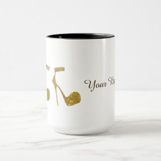 Golden High Heel Shoes Custom Name Mug
