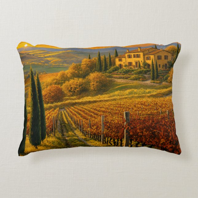 Golden Hillside Vineyard – Rectangular Pillow (Front)