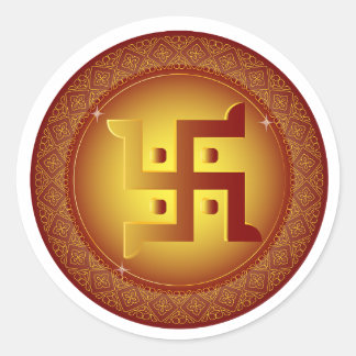 Golden Hindu Swastik Diwali Sticker