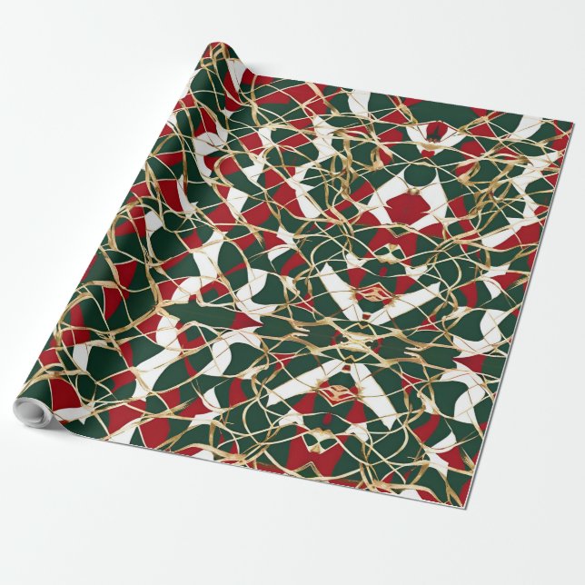 Golden Holiday Elegance Wrapping Paper (Unrolled)