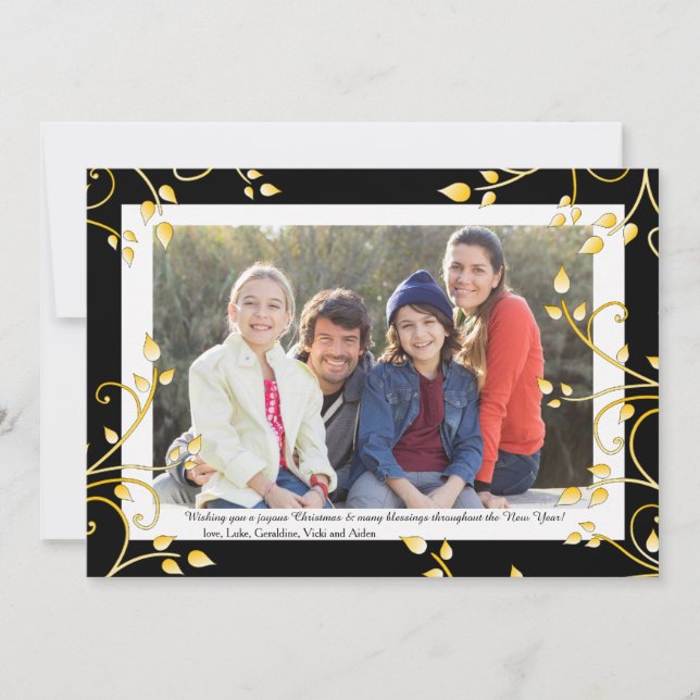 Golden Holiday Photo Card (Front)