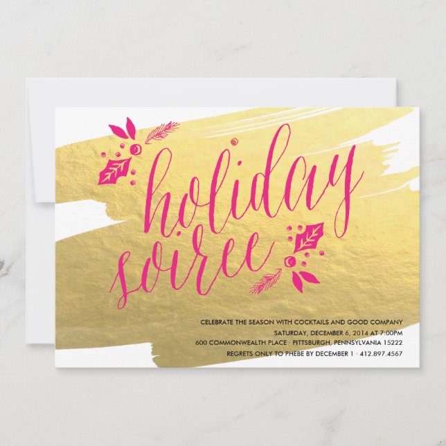 GOLDEN HOLIDAY SOIREE Holiday Party Invitation (Front)