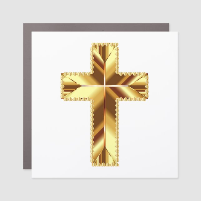 GOLDEN HOLY CROSS CAR MAGNET (Front)