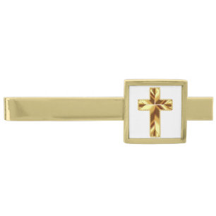 GOLDEN HOLY CROSS GOLD FINISH TIE BAR