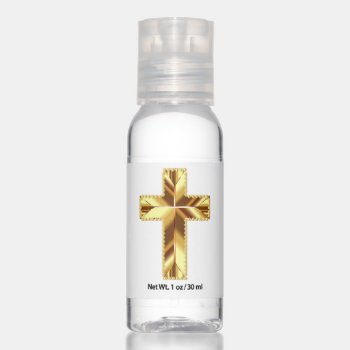Golden Holy Cross Hand Sanitizer by Awesoma at Zazzle