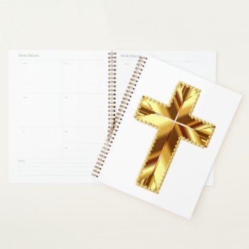 Golden Holy Cross Planner by Awesoma at Zazzle