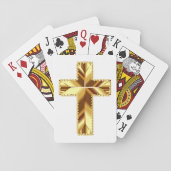 Golden Holy Cross Playing Cards by Awesoma at Zazzle