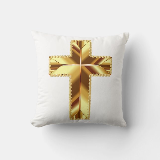 GOLDEN HOLY CROSS THROW PILLOW (Front)
