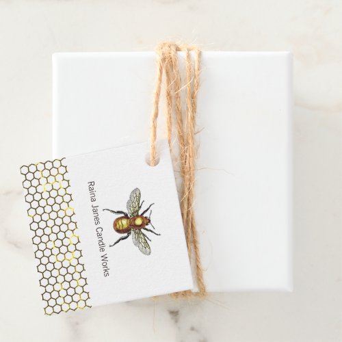 Golden Honey Bee And Honey Comb Favor Tags