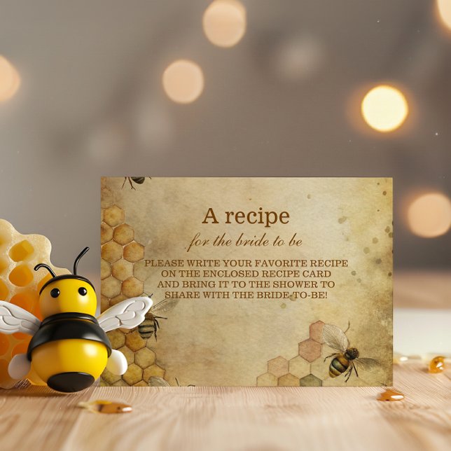 Golden honey bee bridal shower recipe  enclosure card (Creator Uploaded)