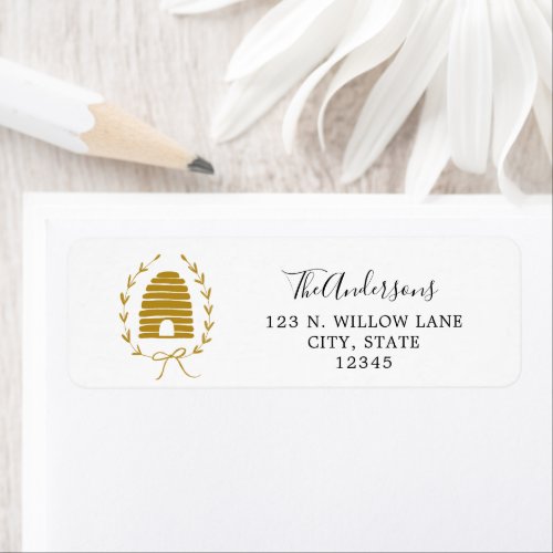 Golden Honey Bee return address Label