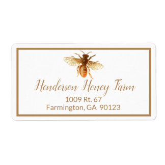 Golden Honey Bee Shipping Label