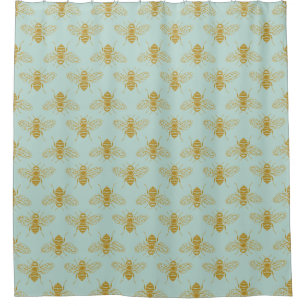 Golden Honey Bees Shower Curtain