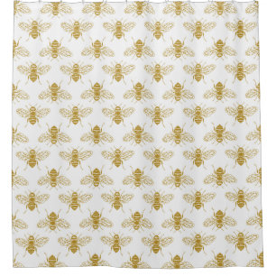 Golden Honey Bees Shower Curtain