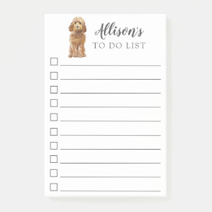 Golden Honey Cockapoo Dog Personalized To Do List Post-it Notes