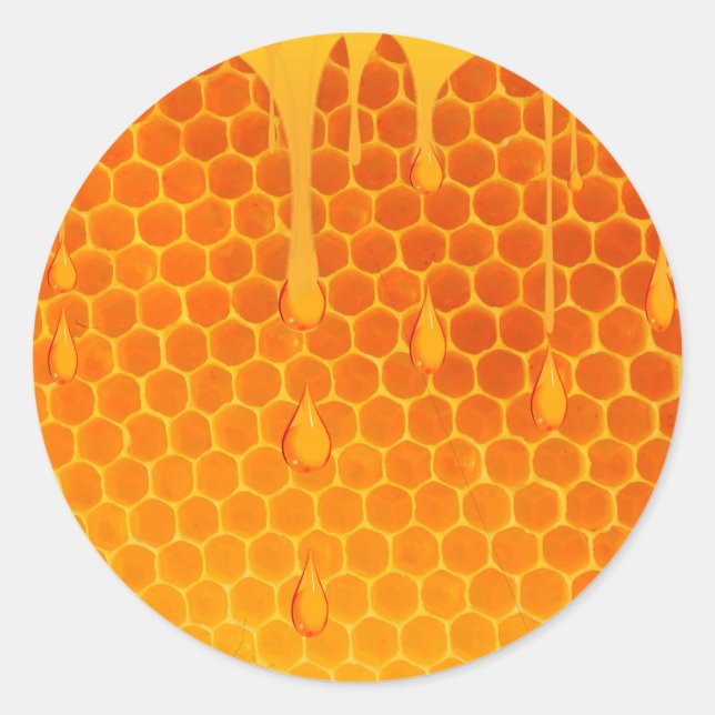 GOLDEN HONEY DRIPPING ART CLASSIC ROUND STICKER (Front)