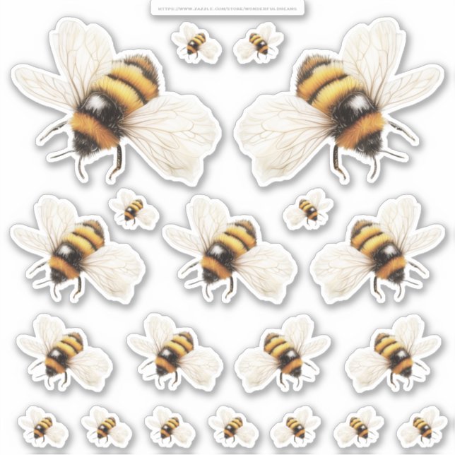 Golden Honey Fairy World – 2a - 20 bees sheet Sticker (Front)