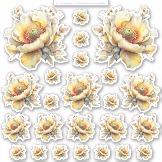 Golden Honey Fairy World – 2a - 24 Flowers Sheet Sticker (Front)