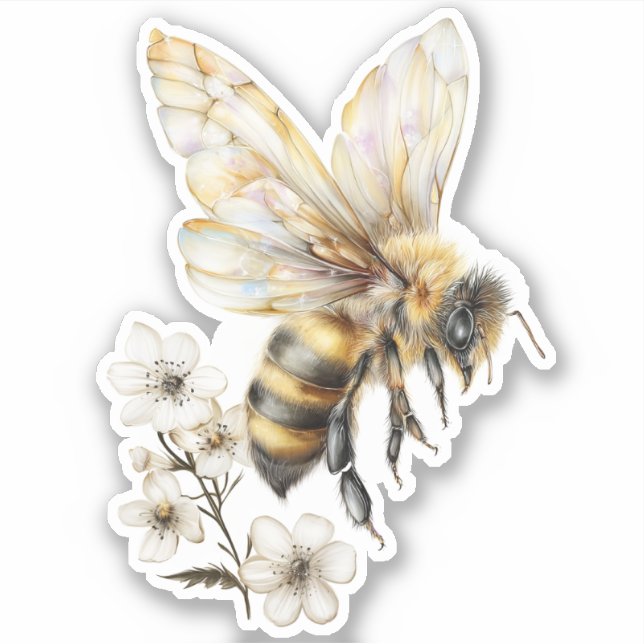 Golden Honey Fairy World - 2a - Bee Sticker (Front)