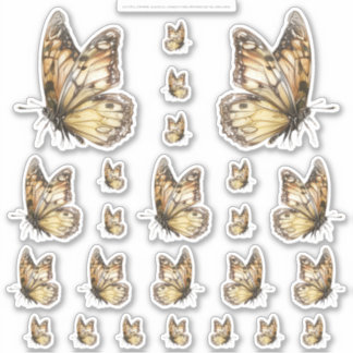 Golden Honey Fairy World – 2b - 24 Butterfly Sheet Sticker