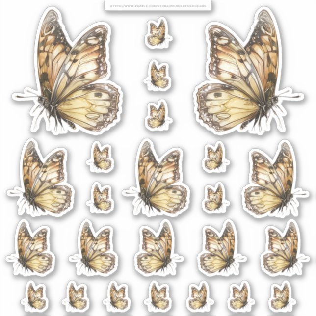 Golden Honey Fairy World – 2b - 24 Butterfly Sheet Sticker (Front)