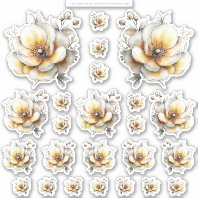 Golden Honey Fairy World – 2b - 24 Flowers Sheet Sticker (Front)