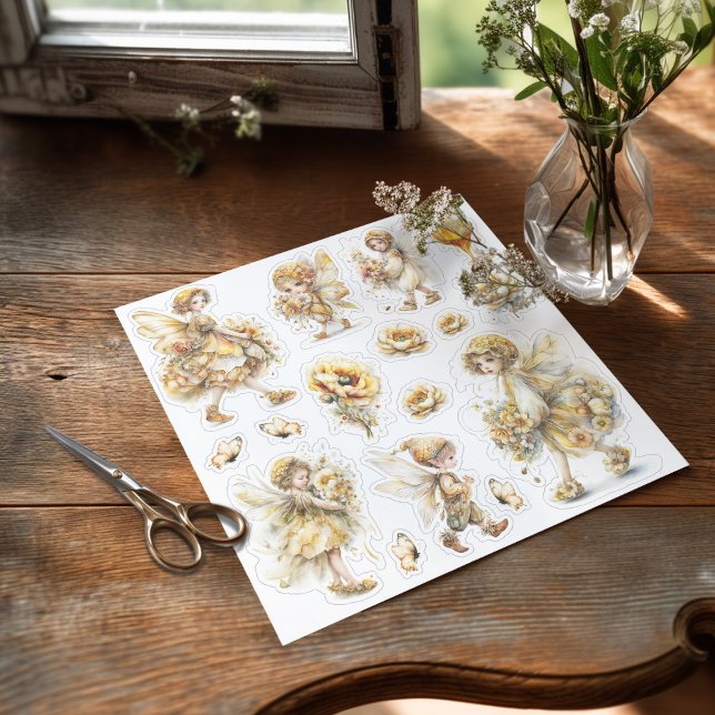 Golden Honey Fairy World – 4a Carrying Flowers Sticker (Sticker on the table ready to be used)