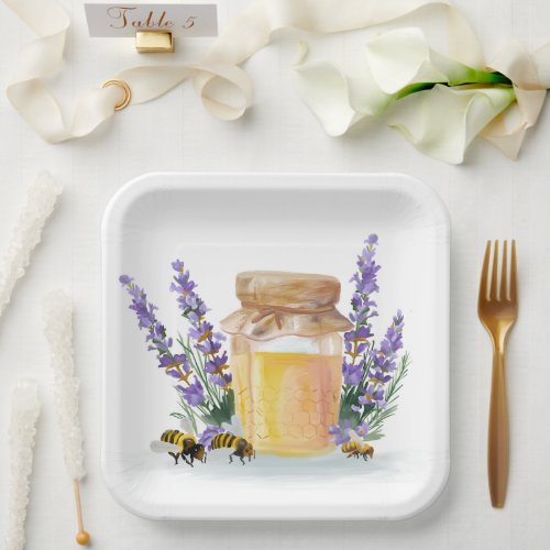 Golden Honey with a Sprig of Lavender Napkin Paper Plates