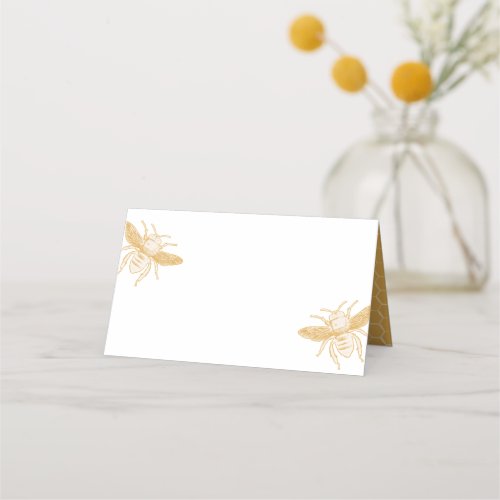 Golden Honeycomb and Bees 2 Place Card