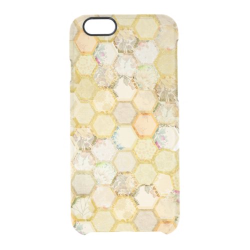 Golden Honeycomb Beehive Floral Glam Clear iPhone 66S Case
