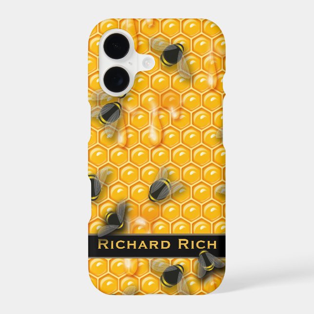 Golden Honeycomb Drip | Aesthetic Bumble Bee Case-Mate iPhone Case (Back)
