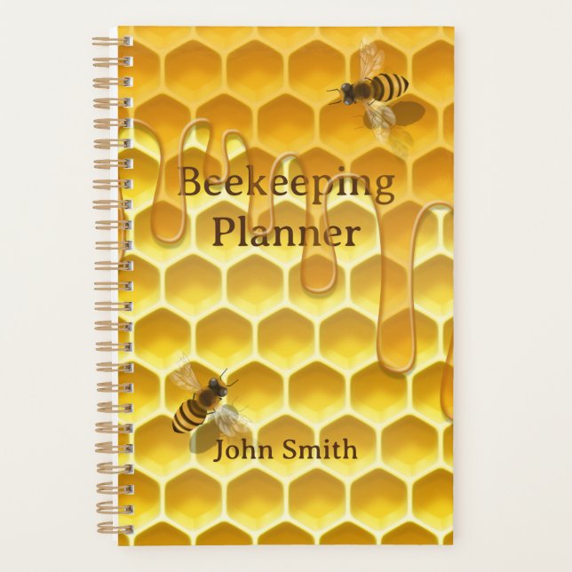 Golden Honeycomb & Honeybees Custom 5.5" x 8.5" Planner (Front)