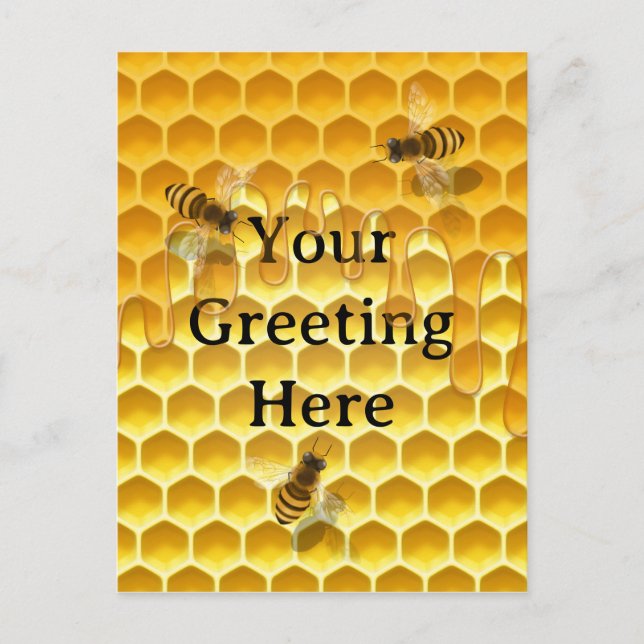 Golden Honeycomb & Honeybees Custom Postcard (Front)