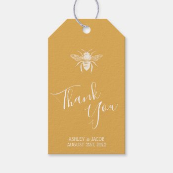 Golden Honeycomb Pattern Wedding Gift Tags by Charmalot at Zazzle