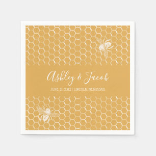 Golden Honeycomb Pattern Wedding Napkins
