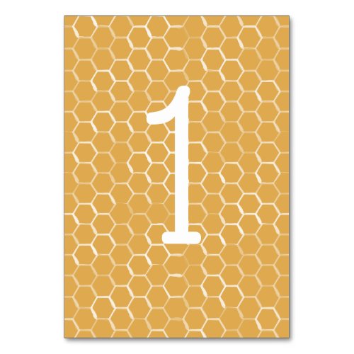 Golden Honeycomb Pattern Wedding Table Number