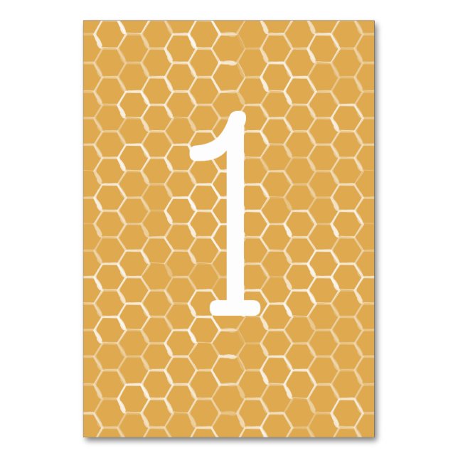 Golden Honeycomb Pattern Wedding Table Number (Front)