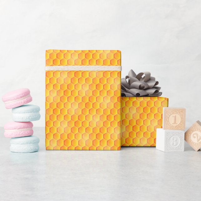 Golden Honeycomb Pattern Wrapping Paper (Baby Shower)