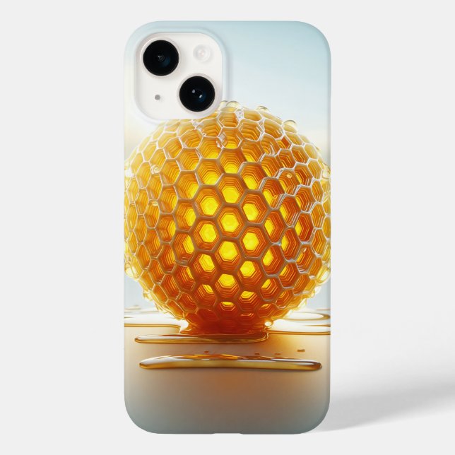 Golden Honeycomb Sphere Phone Case Glowing Liquid (Back)
