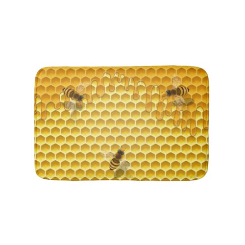 Golden Honeycomb with Beees Customizable Bath Mat