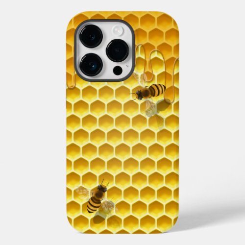 Golden Honeycomb with Bees Customizable Small Case_Mate iPhone 14 Pro Case