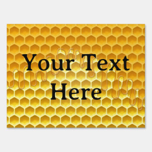 Golden Honeycomb with Dripping Honey Custom Sign